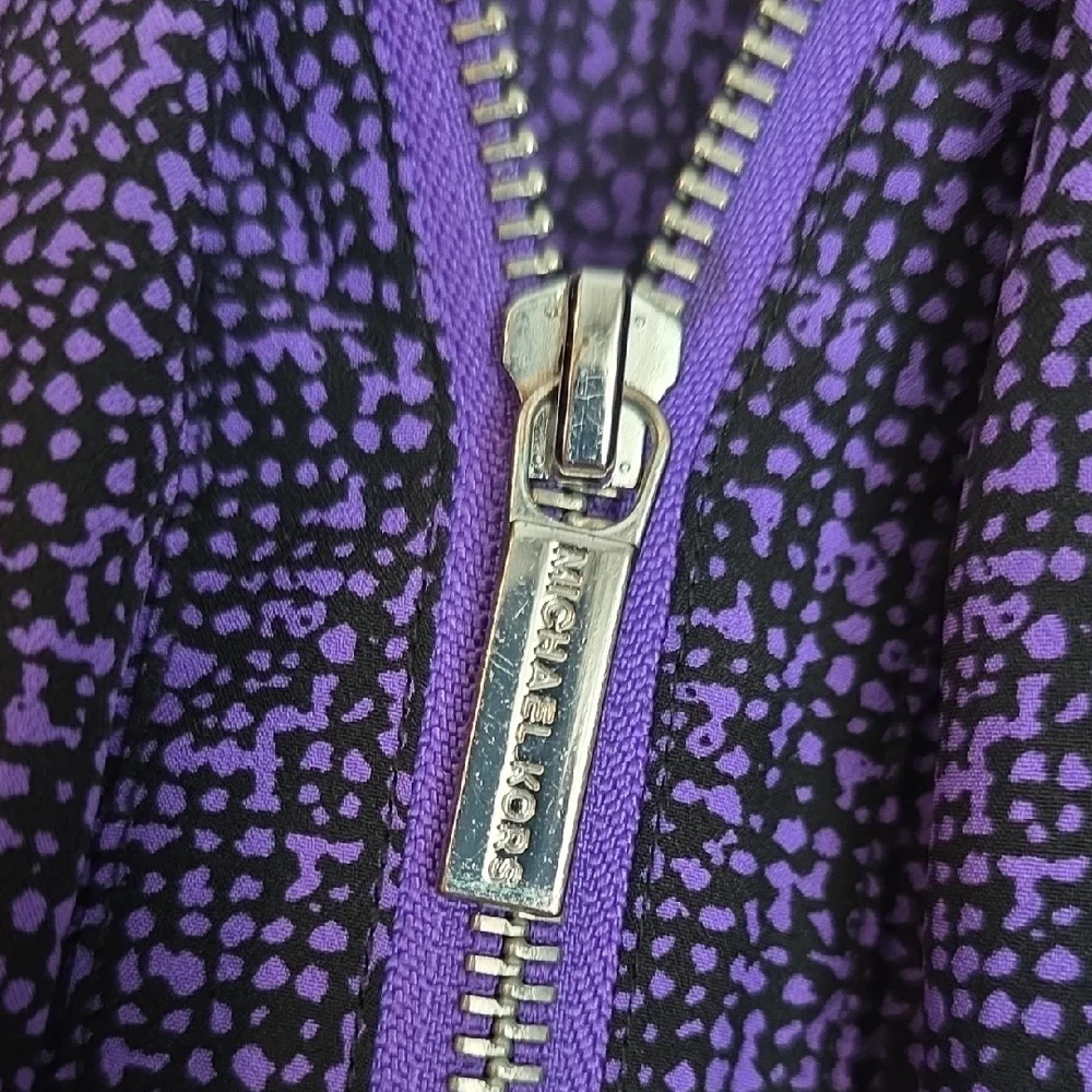Michael Kors Purple and Black Printed Blouse Size Large